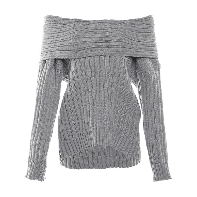 Women's Irregular Off-the-shoulder Sweater Gray