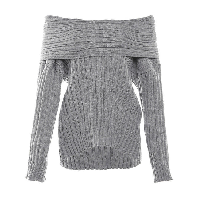 Women's Irregular Off-the-shoulder Sweater Gray