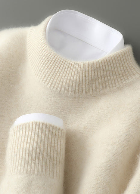 SS Men's Sweater Beige Half Turtleneck
