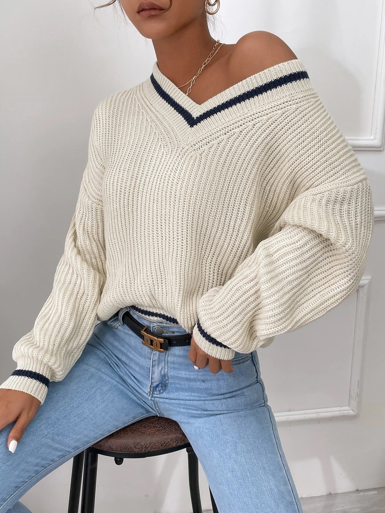 Winter Women's Striped Pullover Sweater