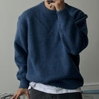 Drop-shoulder Men's Warm Sweater dark blue