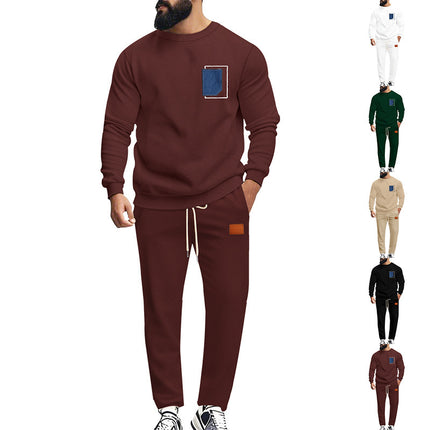 Men's Sport Suit Color Matching Sweater Two-piece X