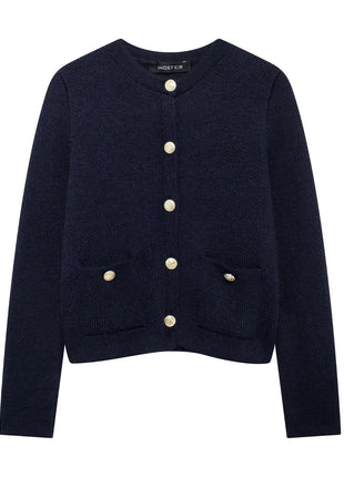 SS Button Cardigan dark blue