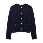 Gold Decorated Button Cardigan dark blue