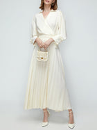 Women's Casual Commute Pleated Dress Apricot
