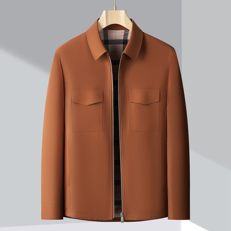 Men’s Collar Straight Zipper Jacket Orange