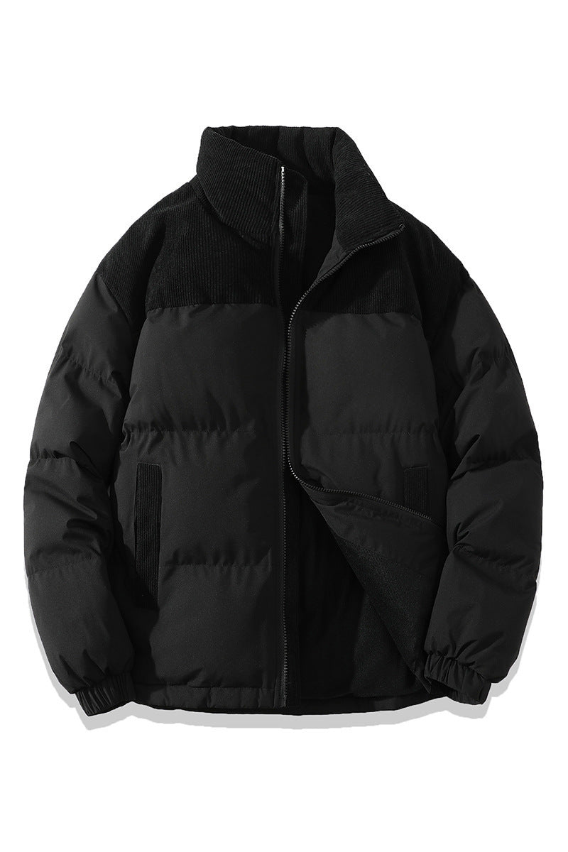 Winter Contrast-colored Padded Jacket Unisex Black