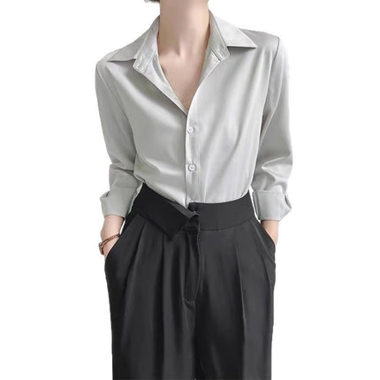 Women's Green Satin Shirt