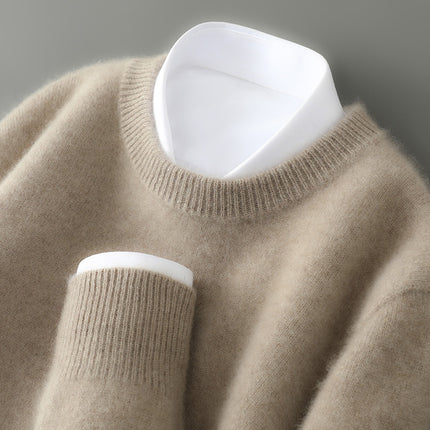 Men's Half-high Collar Thickened Pullover Camel Round Neck