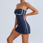 Chest Cushion Anti Glare Leggings Sports Skirt Navy