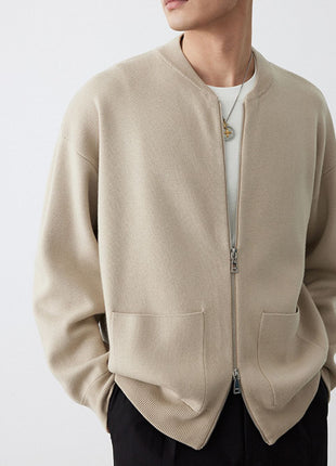 SS Zipper Cardigan Khaki H