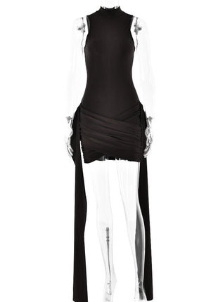 SS Bodycon Dress Brown with ribbon