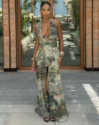 SS Abstract Printing Dress gray green S