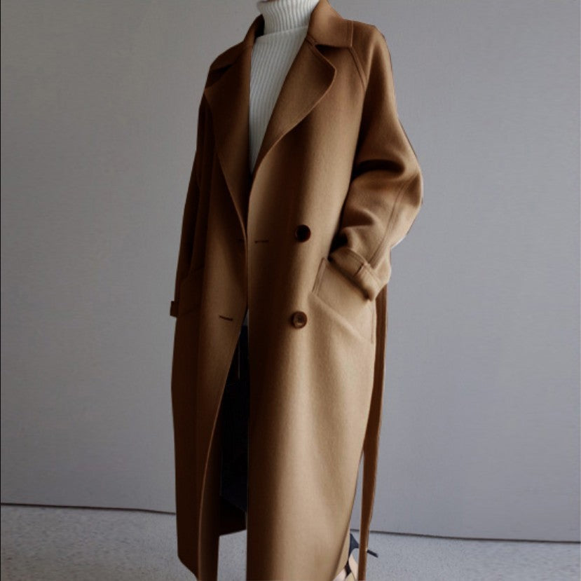 Womens Lapel Cashmere coat caramel