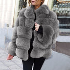 Women’s faux fur stitching jacket Grey