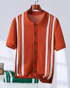 SS Men's Stripes Polo T-Shirt Orange
