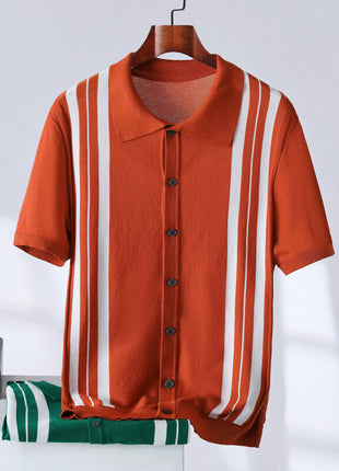 SS Men's Stripes Polo T-Shirt Orange