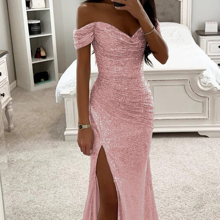 Women's Sequin Tube Top Maxi Dress with Split | 10 Colours