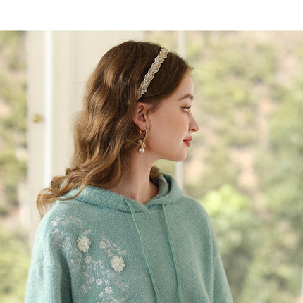 Green Hooded Sherry Embroidered Soft And Sticky For Women