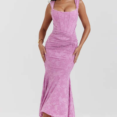 SS Ruched Dress Purple