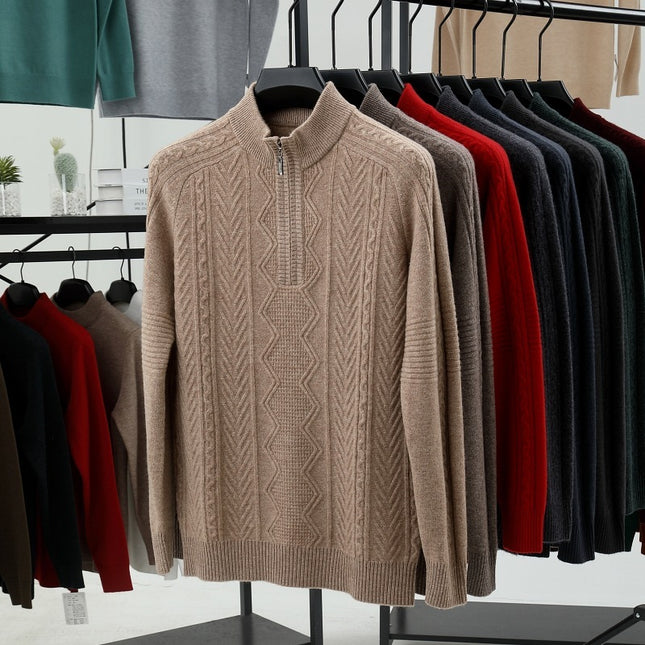 All Wool Men's Half Zipper Sweater