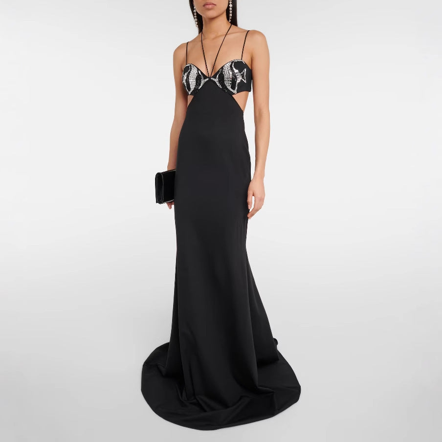 Black & Rhimestone Evening Dress