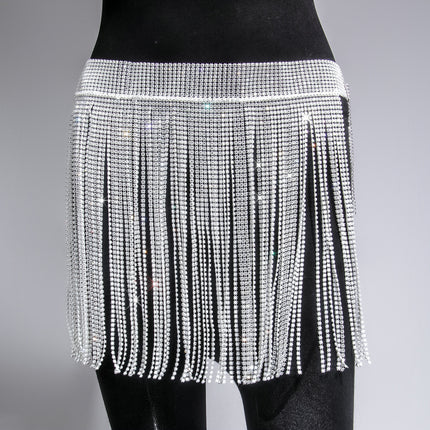 Rhinestone Strap Women's Skirt White