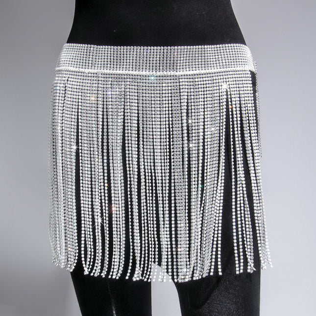 Rhinestone Strap Women's Skirt White