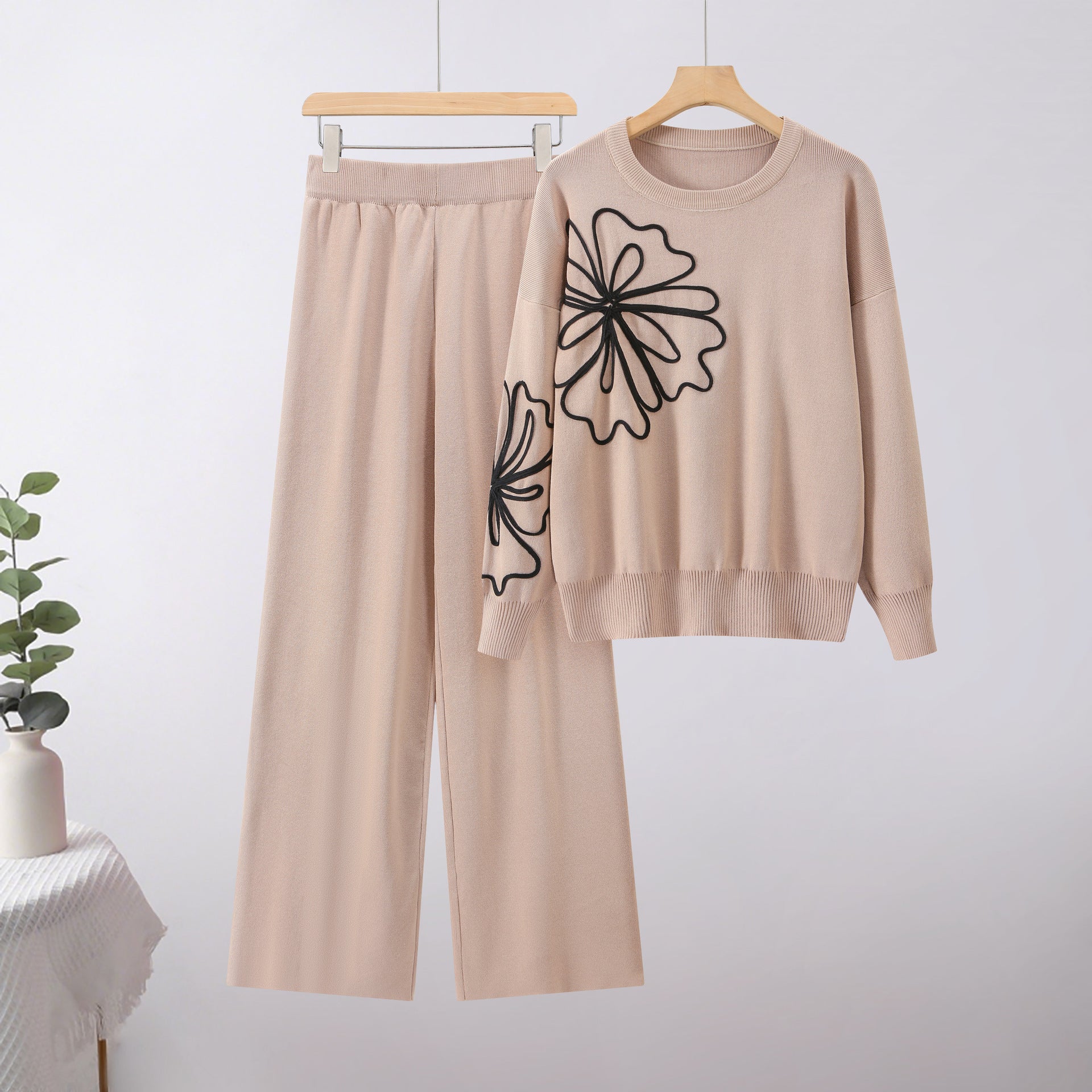 SS Two-piece Suit Khaki Free size