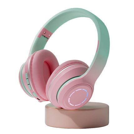 Gradient Bluetooth Headset Foldable Wireless Pink