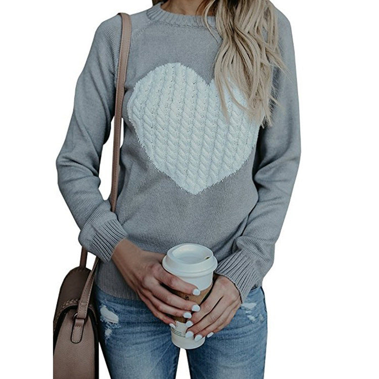 Love Printed Pullover Sweater Grey