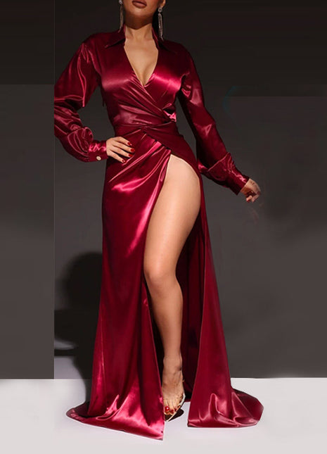 Women's Side-slit Ultra-long Dress Red