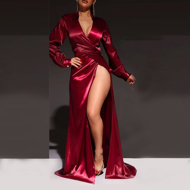 Women's Side-slit Ultra-long Dress Red