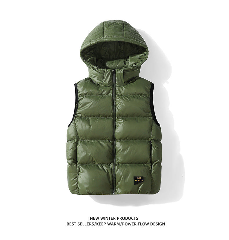 Padded Down Jacket Hooded Vest Army green