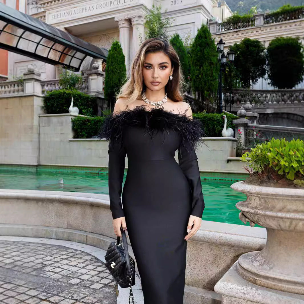Women's Fur Collar One-piece Dress