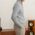Men's Stand Collar Wool Sweater Light Gray