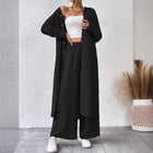 women's Long Shirt Wide Leg Pants Two-piece Set Black