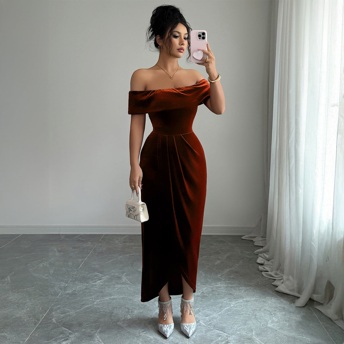 Elegant Tube Top Dress Wine red