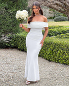 SS Bow Off-shoulder Dress White