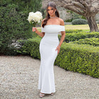Elegant Bow Off-shoulder Dress White