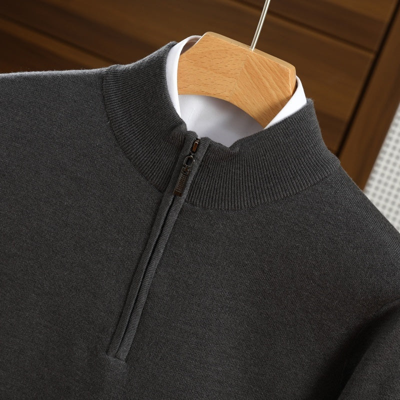 Men's Half Zipper Worsted Wool Sweater