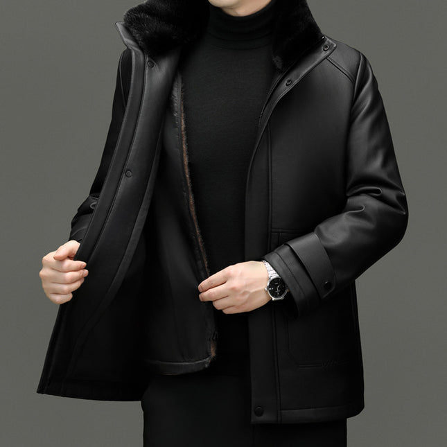 Men's Detachable Mink Cashmere Leather Jacket