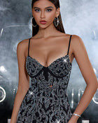 SS Rhinestone Mini Dress Black