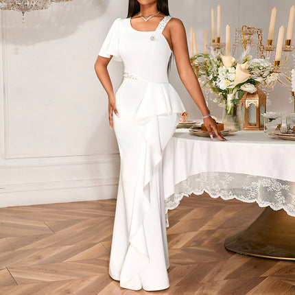 Unique One-shoulder Beaded Sling Party Dress