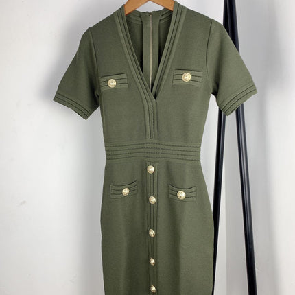 Sexy knitted short-sleeved dress