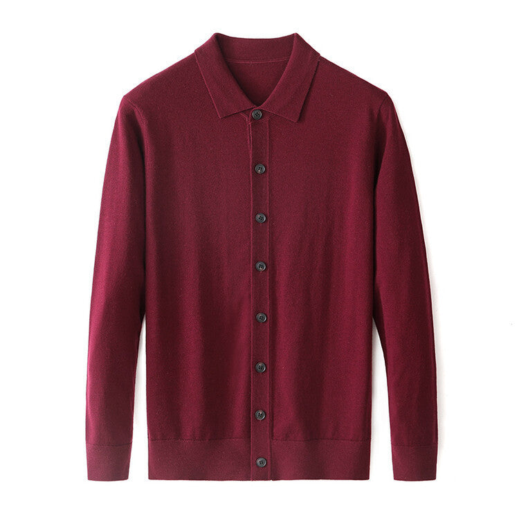 Worsted Single-sided Wool Sweater Wine red