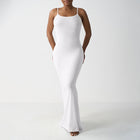 Casual Slim-fit Sling Long Dress White