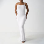 Casual Slim-fit Sling Long Dress White