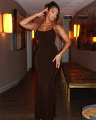 SS Backless A- Line Dress Brown L