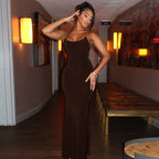 SS Backless A- Line Dress Brown L